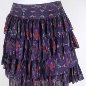 GAP Purple IKAT Print Tiered Silk Mini Skirt 0